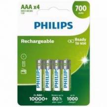 PACK DE 4 PILAS AAA PHILIPS R03B4A70/10/ 1.2V/ RECARGABLES