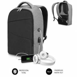 MOCHILA SUBBLIM SECURE V2 AP PARA PORTÁTILES HASTA 15.6'/ PUERTO USB/ ANTIRROBO/ GRIS