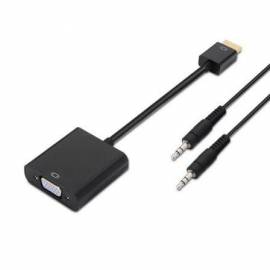 CONVERSOR AISENS A122-0126/ HDMI MACHO - VGA HEMBRA/ JACK 3.5 HEMBRA/ 10CM/ NEGRO