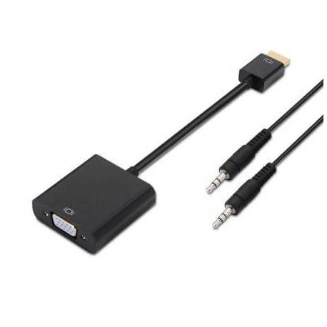 CONVERSOR AISENS A122-0126/ HDMI MACHO - VGA HEMBRA/ JACK 3.5 HEMBRA/ 10CM/ NEGRO