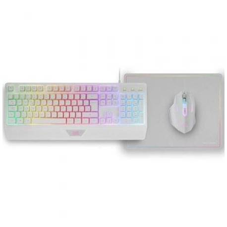 PACK GAMING MARS GAMING MCP124/ TECLADO H-MECH + RATÓN ÓPTICO + ALFOMBRILLA/ BLANCO