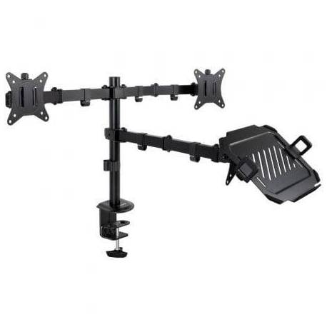 SOPORTE DE MESA PARA 2 MONITORES Y 1 PORTÁTIL TOOQ DB1202TN-B/ GIRATORIO/ INCLINABLE/ HASTA 9KG