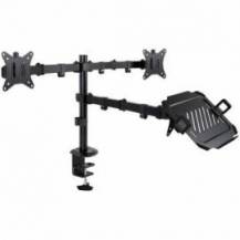 SOPORTE DE MESA PARA 2 MONITORES Y 1 PORTÁTIL TOOQ DB1202TN-B/ GIRATORIO/ INCLINABLE/ HASTA 9KG