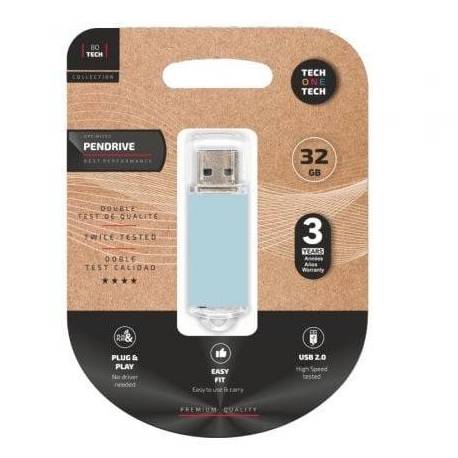 PENDRIVE 32GB TECH ONE TECH BASIC USB 2.0/ AZUL CIELO