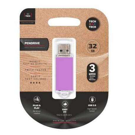 PENDRIVE 32GB TECH ONE TECH BASIC USB 2.0/ PURPURA CLARO