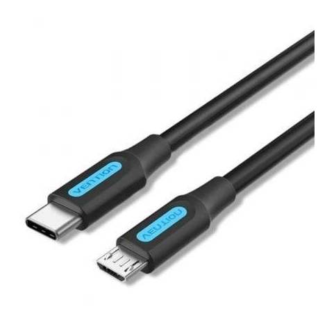 CABLE USB 2.0 TIPO-C VENTION COVBH/ USB TIPO-C MACHO - MICROUSB MACHO/ 480MBPS/ 2M/ NEGRO