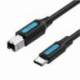 CABLE USB 2.0 TIPO-C VENTION CQUBH/ USB TIPO-B MACHO - USB TIPO-C MACHO/ 480MBPS/ 2M/ NEGRO