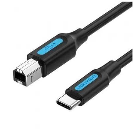 CABLE USB 2.0 TIPO-C VENTION CQUBH/ USB TIPO-B MACHO - USB TIPO-C MACHO/ 480MBPS/ 2M/ NEGRO