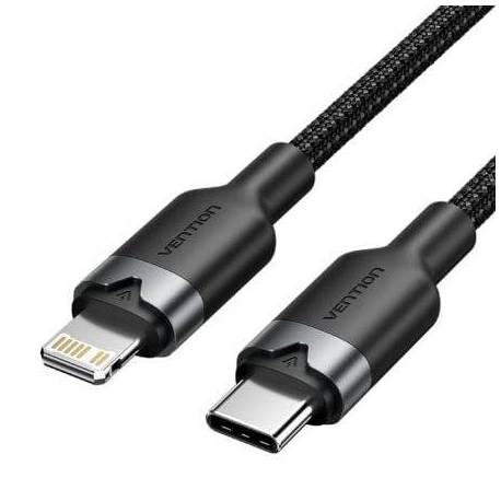 CABLE USB TIPO-C LIGHTNING VENTION LALBF/ USB TIPO-C MACHO - LIGHTNING MACHO/ 27W/ 480MBPS/ 1M/ NEGRO