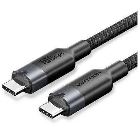 CABLE USB 3.2 TIPO-C 5A VENTION TRGBH/ USB TIPO-C MACHO - USB TIPO-C MACHO/ HASTA 100W/ 10GBPS/ 2M/ NEGRO